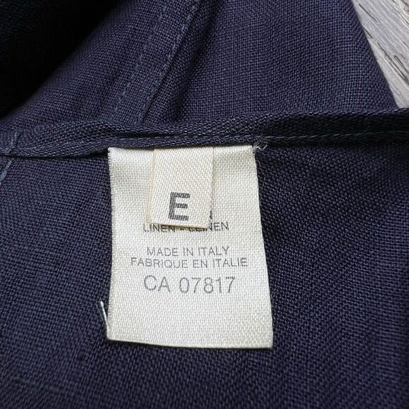 Idea Uomo Linen Button Up Shirt Men's Size M Medium Navy Blue Made In Italy - Picture 4 of 13